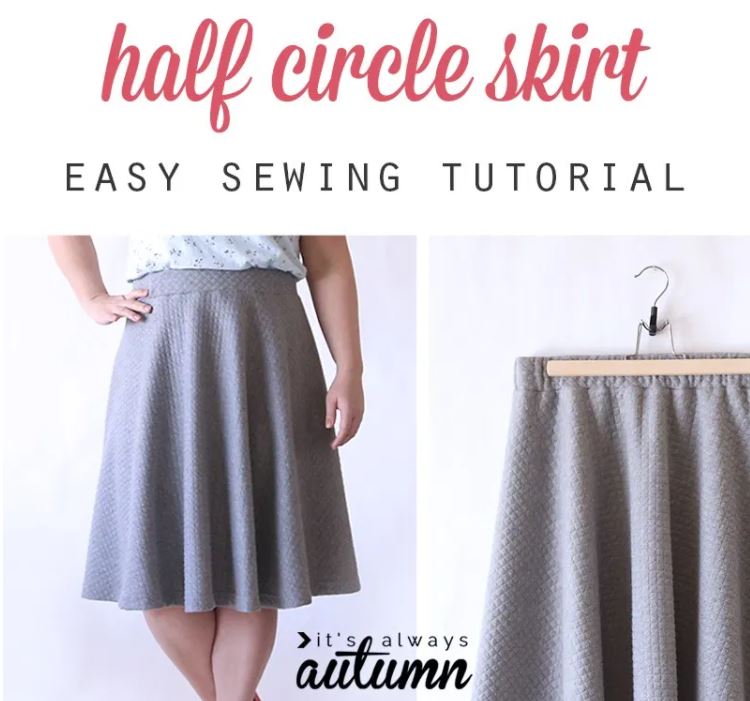 How to sew a simple half circle Skirt without a zipper - Beginner's Sewing  Tutorial